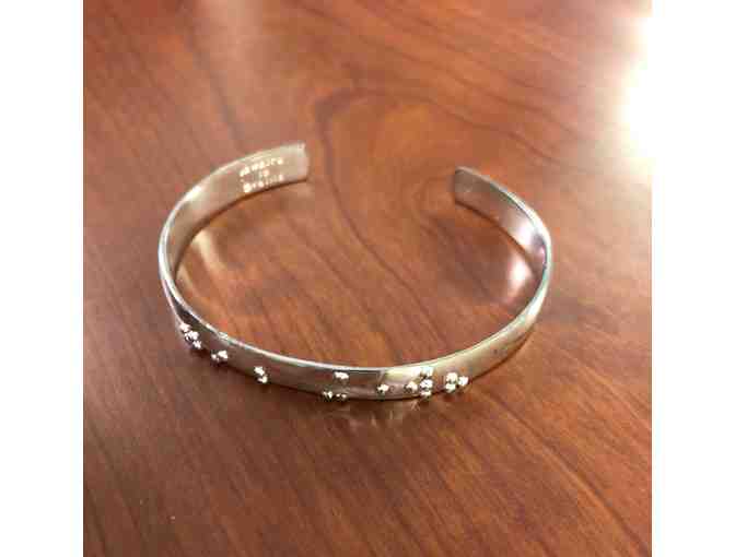 'Dream Big', Silver-Plated Braille Cuff Bracelet