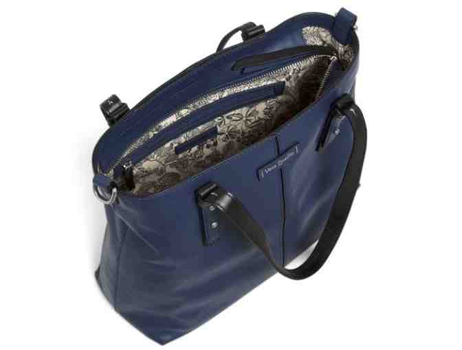 Vera Bradley Leather Gallatin Sagebrush Satchel in Midnight Navy