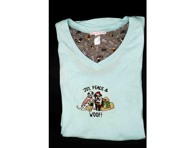 'Joy, Peace and Woof!' Ladies Blue Sleep Shirt Size XL