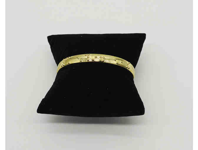 'Never Give Up' Gold Plated Braille Cuff Bracelet