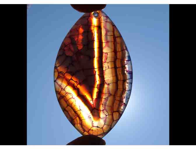 Unique Hand-Wired Purple and White Dragon Vein Agate Stone Pendant