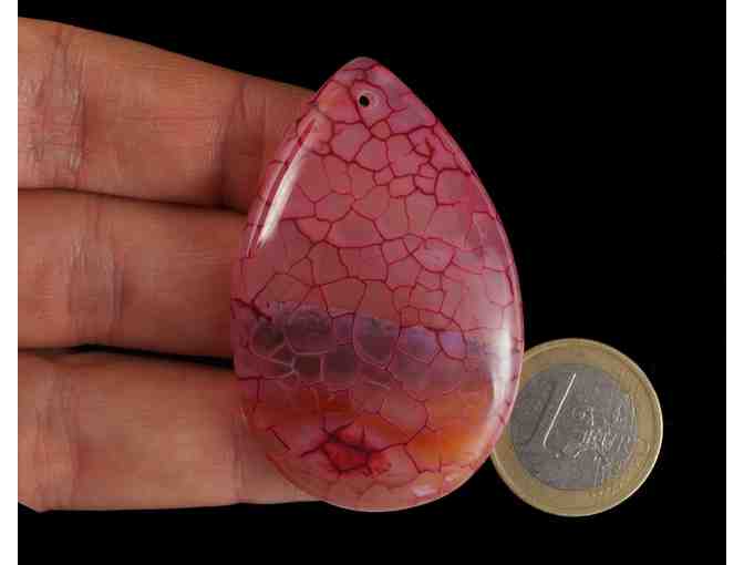 Unique Teardrop Rose Pink and Orange Dragon Vein Agate Pendant