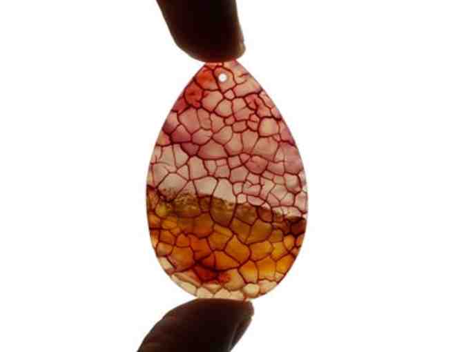 Unique Teardrop Rose Pink and Orange Dragon Vein Agate Pendant