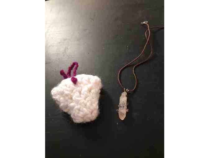 Unique Hand-Wired Natural Raw Pink Quartz Stone Pendant