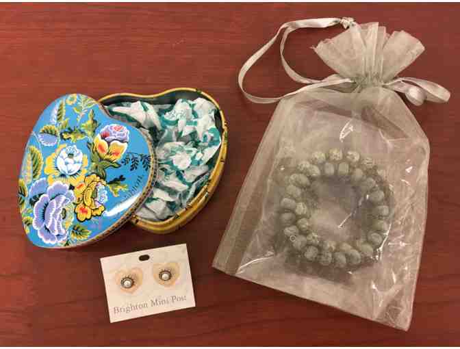 Antique Victorian Beaded Bracelet and Silver &  Pearl Post Earrings