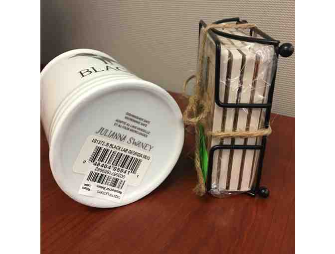 Set of 4 Dog Themed Coasters And Julianna Swaney Black Lab Mug