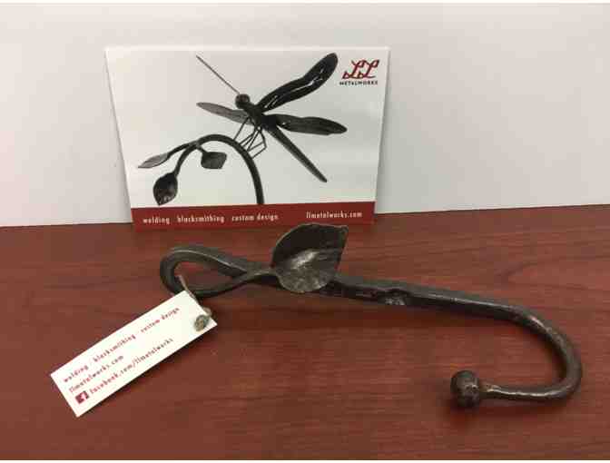Hand Forged Wall Hook with Leaf Detail