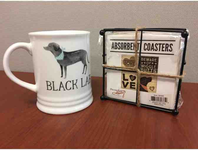 Set of 4 Dog Themed Coasters And Julianna Swaney Black Lab Mug