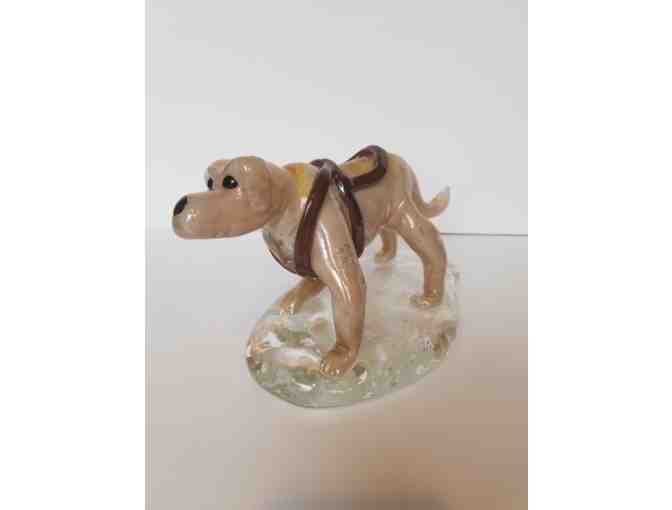 Blown Glass Dog in Harness