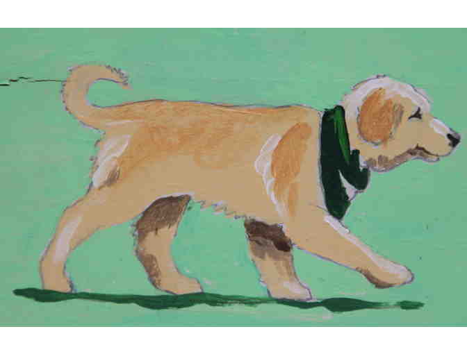 Hand Painted 3 Peg Leash Rack with 3 Golden Retrievers