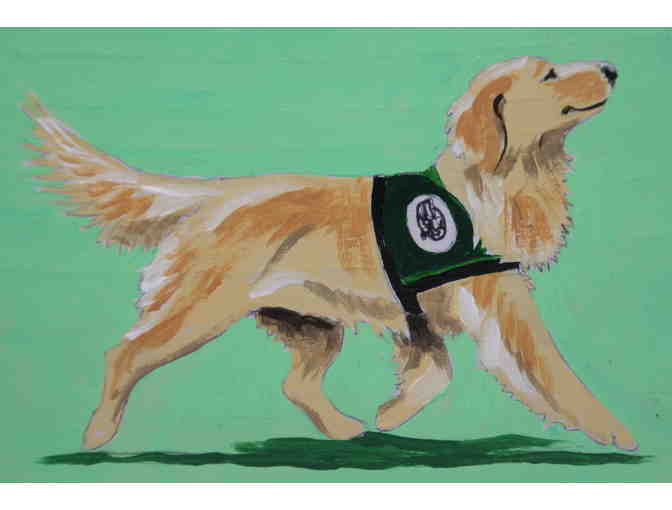 Hand Painted 3 Peg Leash Rack with 3 Golden Retrievers