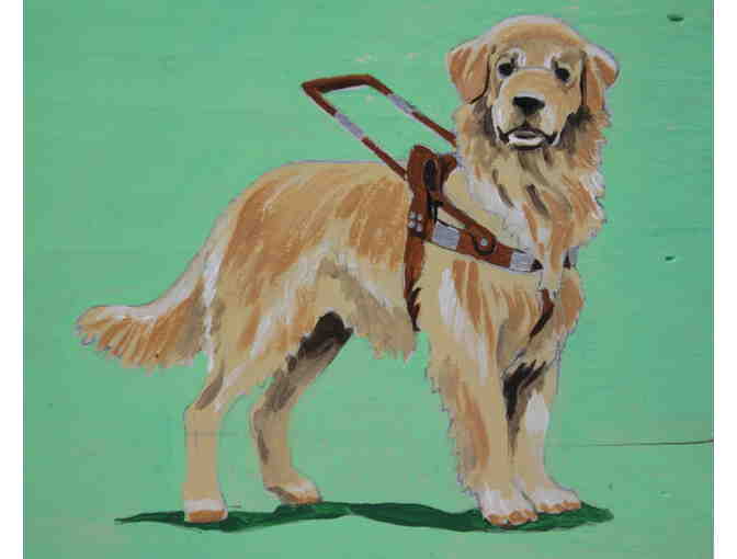 Hand Painted 3 Peg Leash Rack with 3 Golden Retrievers