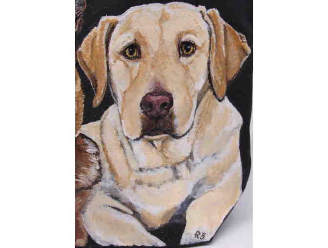 Custom Hand Painted Tote Bag with Golden, Shepherd and Yellow Lab
