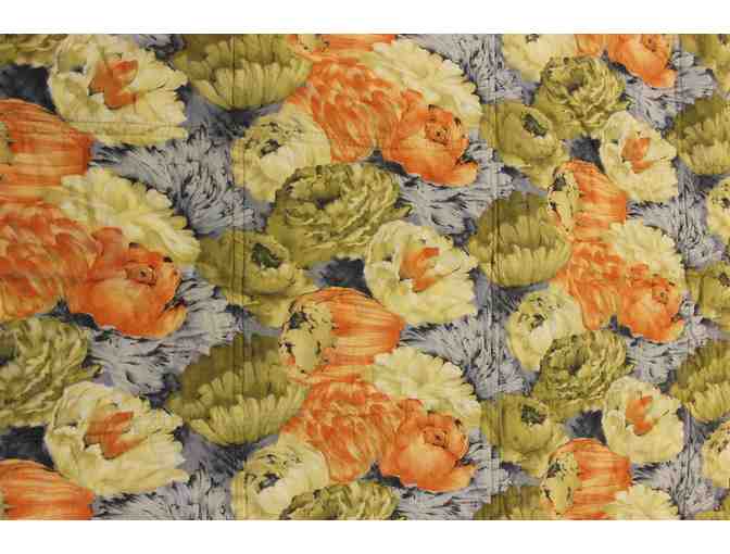 Handmade Lap Quilt in a Geometric Pattern with Purple Accents