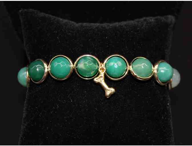 Brett Lauren Green Sardonyx Gold Plated Stretch Bracelet with Bone Charm (2 of 2)
