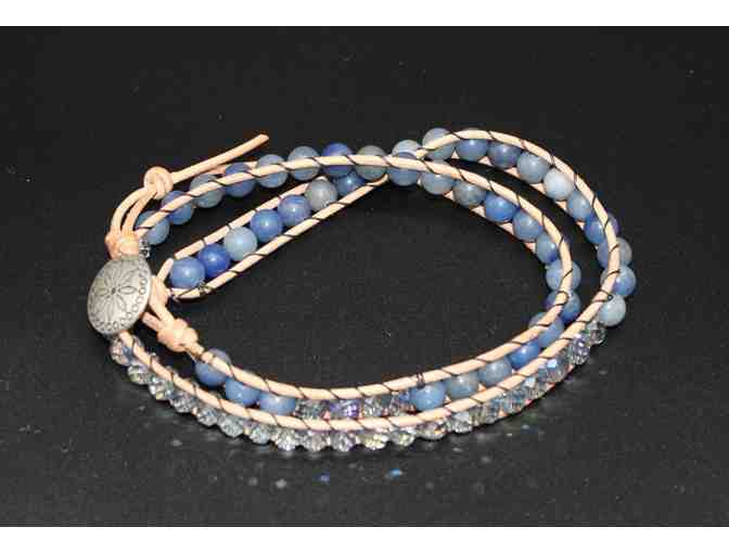 Beads Fur Rescue Sparkling Crystals on Natural Leather Bracelet