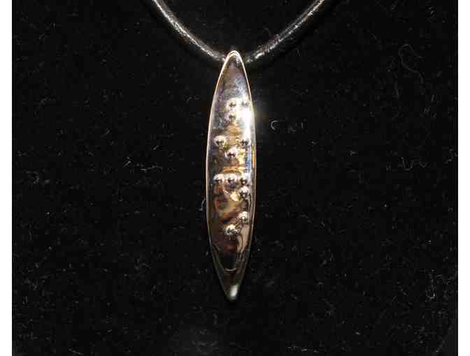 Silver-Plated Braille 'Hope' Pendant on black leather necklace