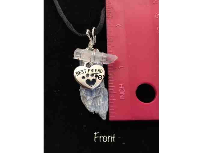 Best Friend Silver Paw-Heart and Kyanite Stone Pendant. Simply Precious!