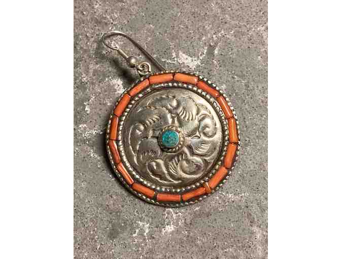 Large Silver Disk Earrings from Nepal