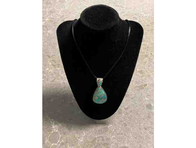 Turquoise Pendant on Black Silk Cord