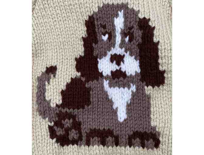 Tan Hand Knit Children's Jacket With Puppy
