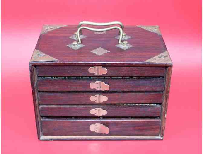 Antique Chinese Mahjong Set With Wood Box and Bone and Bamboo Tiles