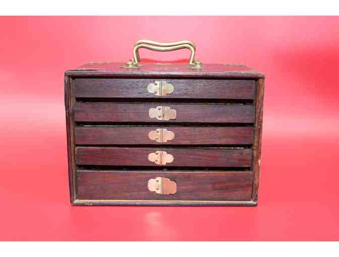 Antique Chinese Mahjong Set With Wood Box and Bone and Bamboo Tiles