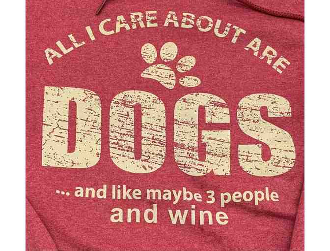 'All I Care About Are Dogs...' Red Hoodie in Size Large