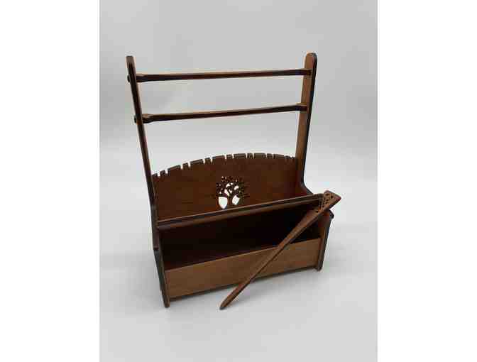 Cherry Wood Jewelry Bench and Carved Hair Stick by Hannah's Ideas in Wood