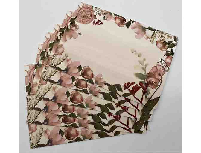 Set of Six Floral Watercolor Note Cards with Envelopes