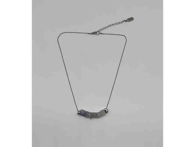 Sterling Silver and Blue Agate Druzy Stone Necklace by Mashka Jewelry