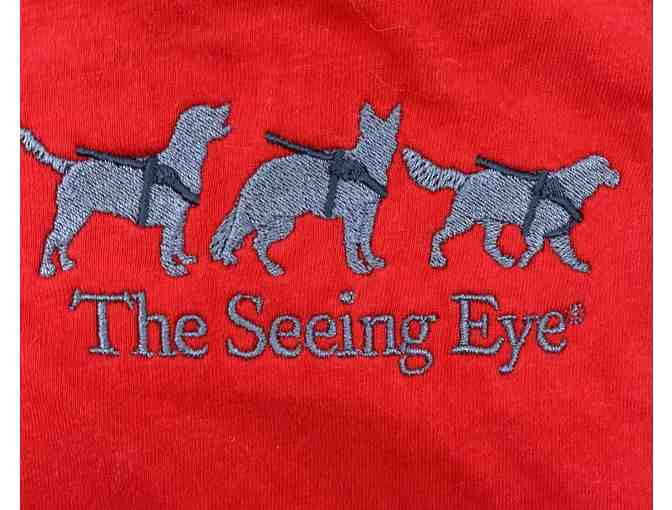Red Hoodie Jacket with embroidered Seeing Eye logo
