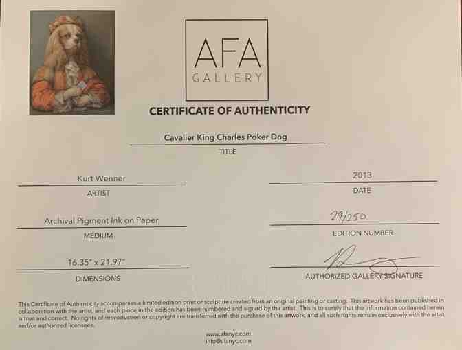Limited Edition Kurt Wenner Cavalier King Charles Pokerdog Print