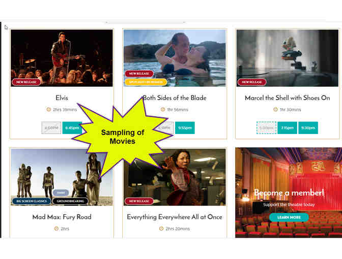 Coolidge Corner Theatre - Gift Certificate for a Dual Film Buff Membership ($150 Value)