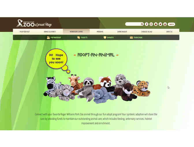 Four Admission Tickets to Roger Williams Park Zoo plus a Stuffed Adopt an Animal Giraffe