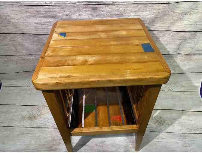 Custom End Table made from SFA Basketball Flooring