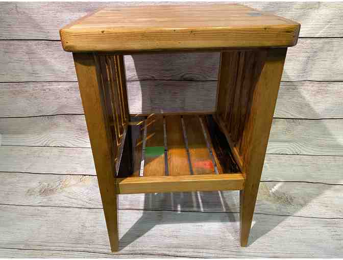 Custom End Table made from SFA Basketball Flooring