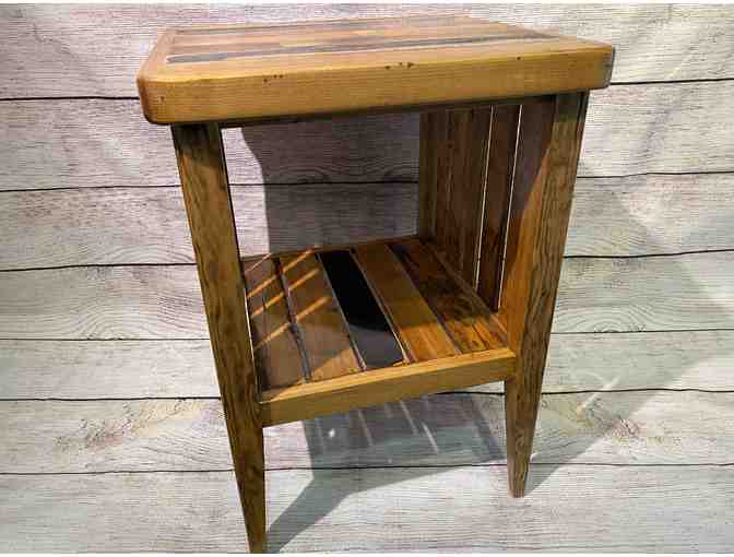 Custom End Table made from SFA Basketball Flooring