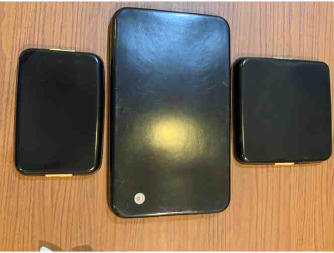 Collectible Painted 'Cranes in Flight 'Japanese Lacquer Serving Trays (3)