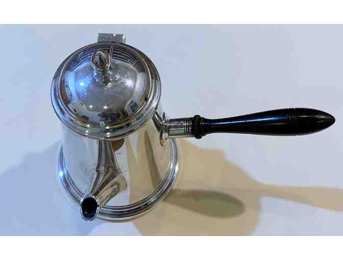 Friedman Gorham Silver Plate Small Chocolate Pot Side Wooden Handle with initials