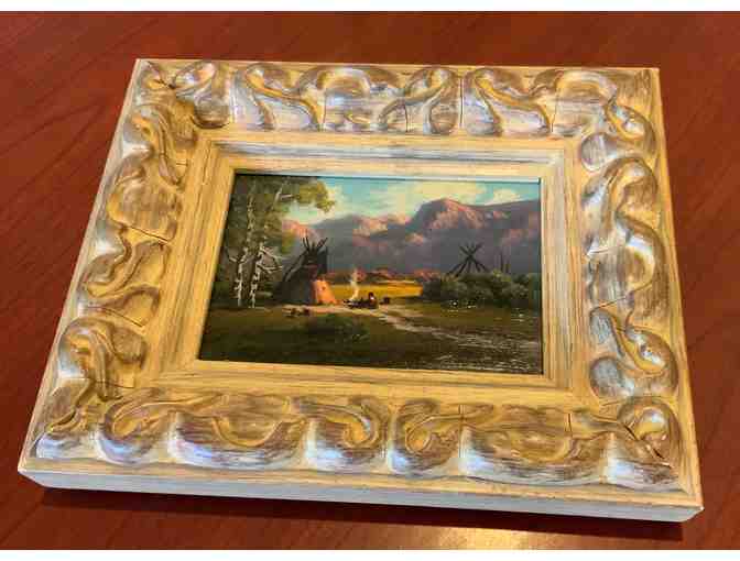 Small Painting of Native American Village by Heine Hart Stig