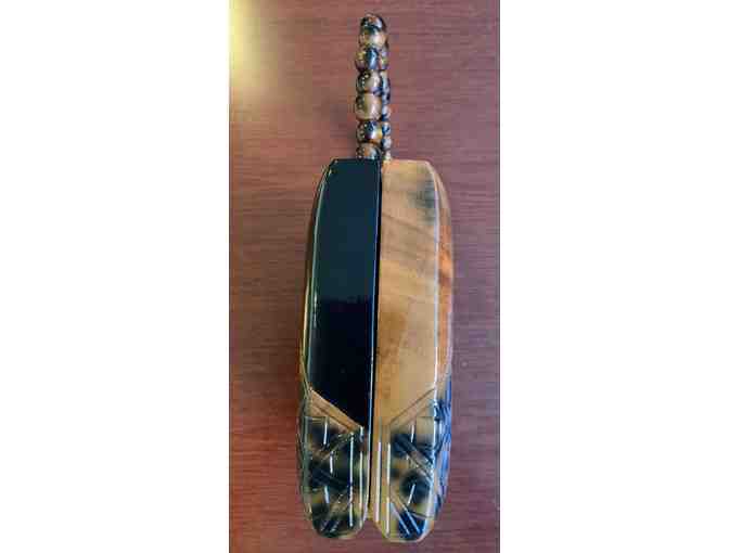 Timmy Woods of Beverly Hills Collection Art to Wear Purse Black Lacquer and Natural Wood