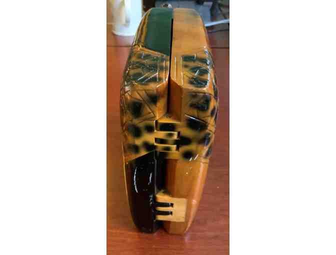 Timmy Woods of Beverly Hills Collection Art to Wear Purse Black Lacquer and Natural Wood