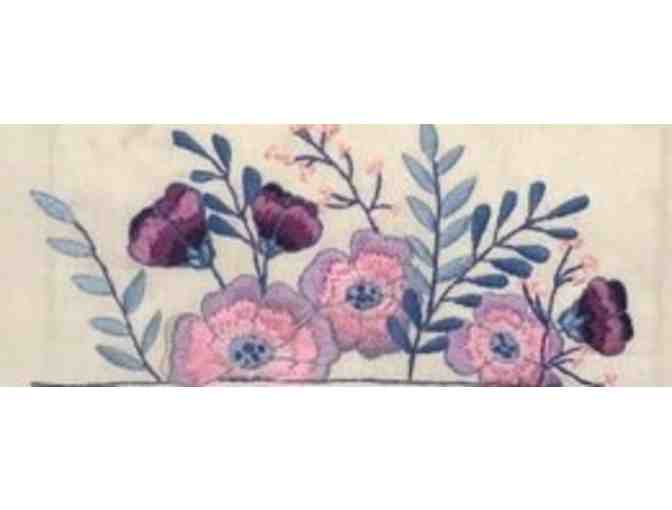 Embroidered Table Runner on Transparent Cloth with Woven Edges