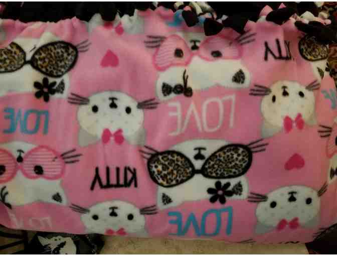 Heavy Fleece Cat Throw-  Pink front with Black Back