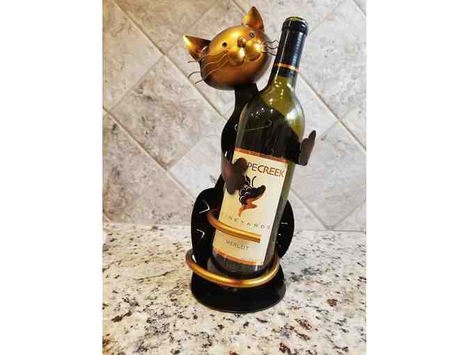 Cat Sculpted Metal Bottle/Wine Holder