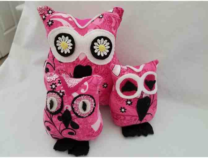 Owl Pillows- Trio of Young Owls- C