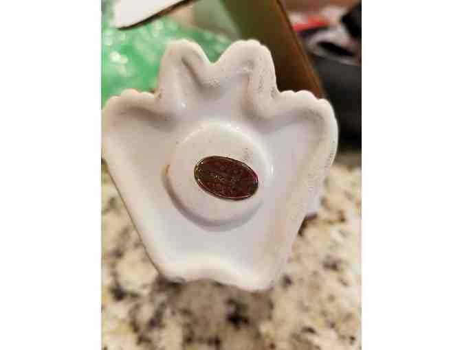 Pale Pink and Brown Cat with Jeweled Eyes and Collar