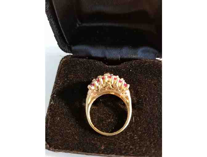 Ladies 14K yellow gold ring with Rubies and Sapphires- Certificate of Appraisal
