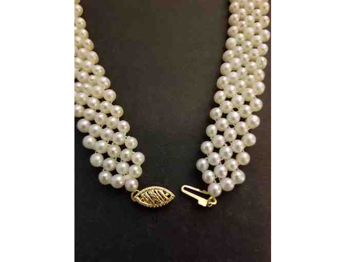 Woven Genuine Pearl Collar Necklace
